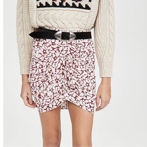 Isabel Marant Etoile Sky Skirt Mini Silk Tulip Skirt Red White Size S
